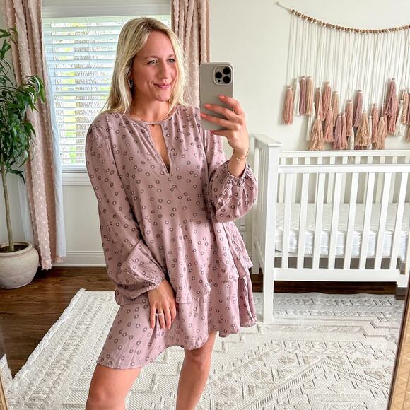 Free People Beck Keyhole Neckline Tunic Mini Dress Purple M - Picture 1 of 11